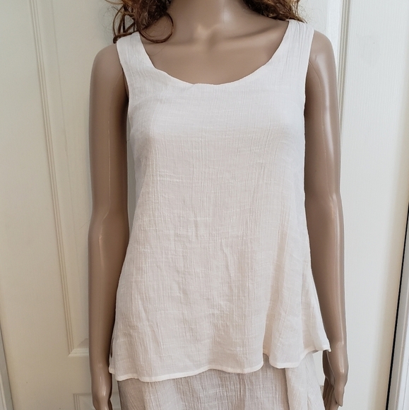White Linen Tunic Tank Dress Medium - Picture 4 of 16
